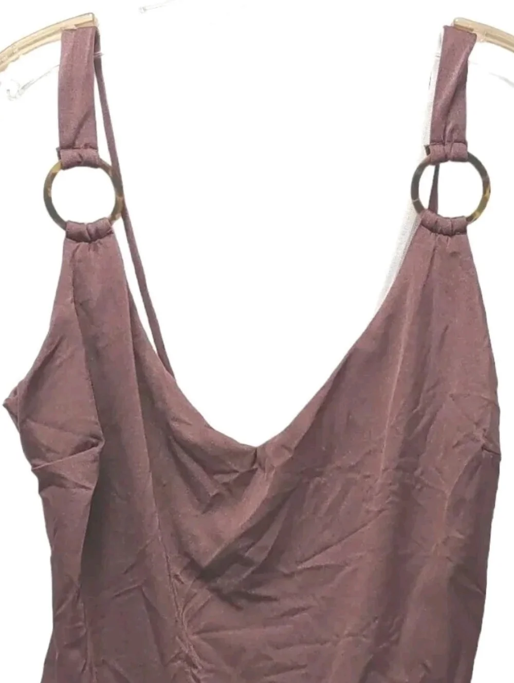 ASOS DESIGN Wireless Swimsuit Fuller Bust Ring Detail Mauve 16W DD-G Resort New